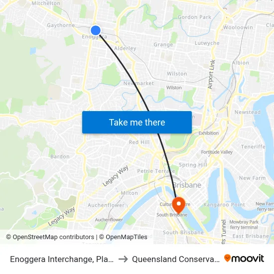 Enoggera Interchange, Platform C to Queensland Conservatorium map