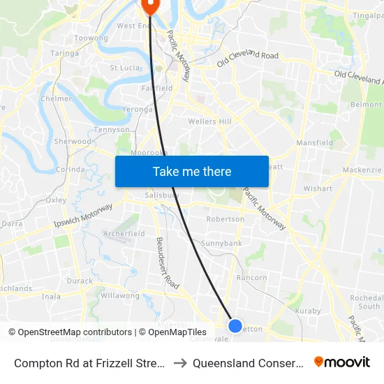 Compton Rd at Frizzell Street, Stop 85 to Queensland Conservatorium map