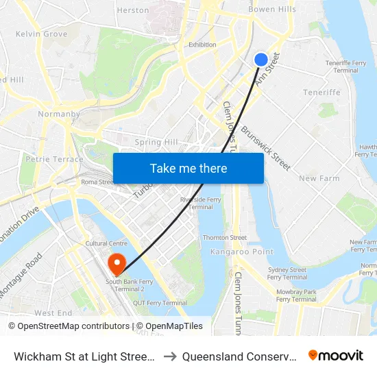 Wickham St at Light Street, Stop 7 to Queensland Conservatorium map