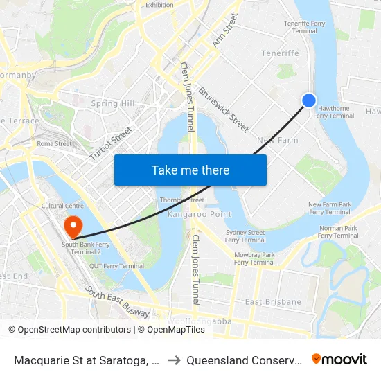 Macquarie St at Saratoga, Stop 13a to Queensland Conservatorium map