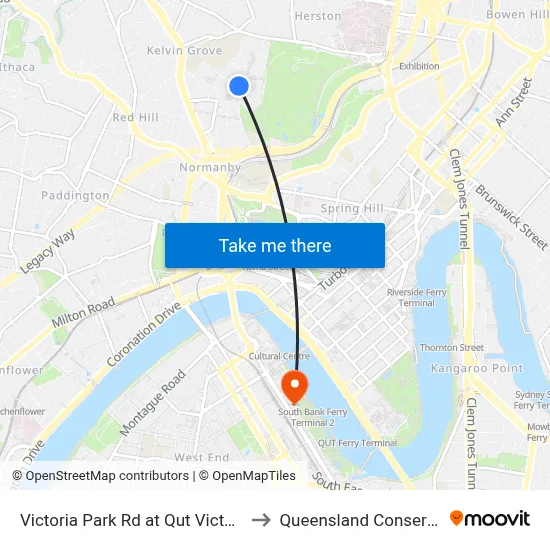 Victoria Park Rd at Qut Victoria Park Rd to Queensland Conservatorium map