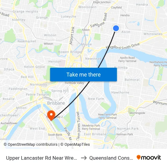 Upper Lancaster Rd Near Wren Street, Stop 25 to Queensland Conservatorium map