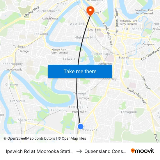 Ipswich Rd at Moorooka Station, Stop 38/39 to Queensland Conservatorium map