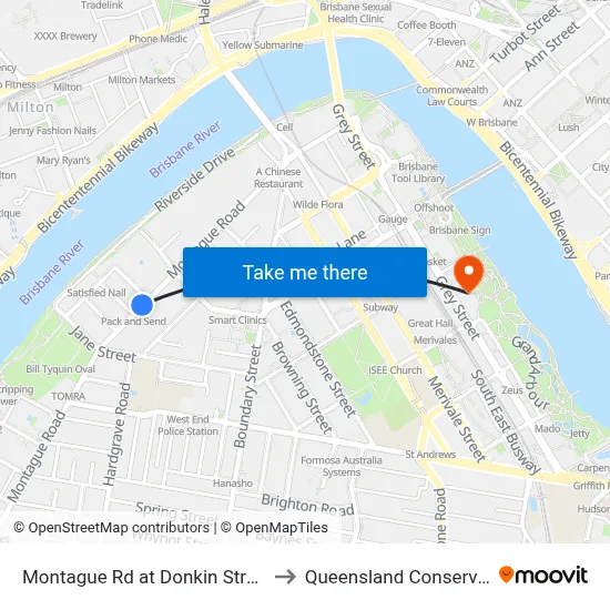 Montague Rd at Donkin Street, Stop 7 to Queensland Conservatorium map