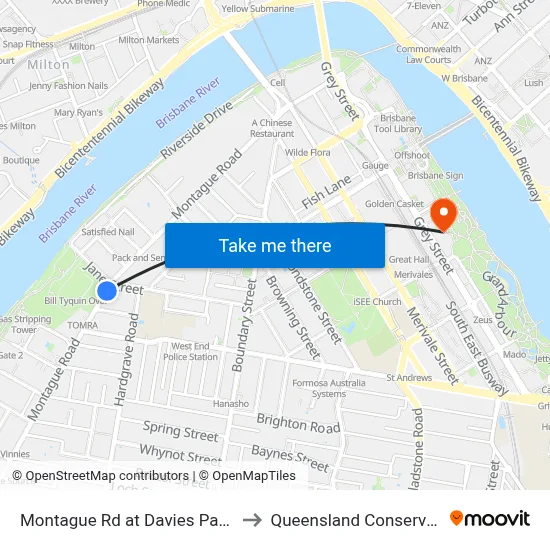 Montague Rd at Davies Park, Stop 8 to Queensland Conservatorium map