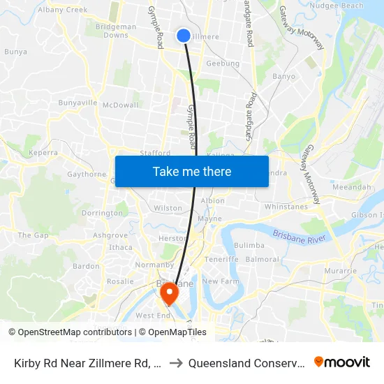 Kirby Rd Near Zillmere Rd, Stop 52a to Queensland Conservatorium map