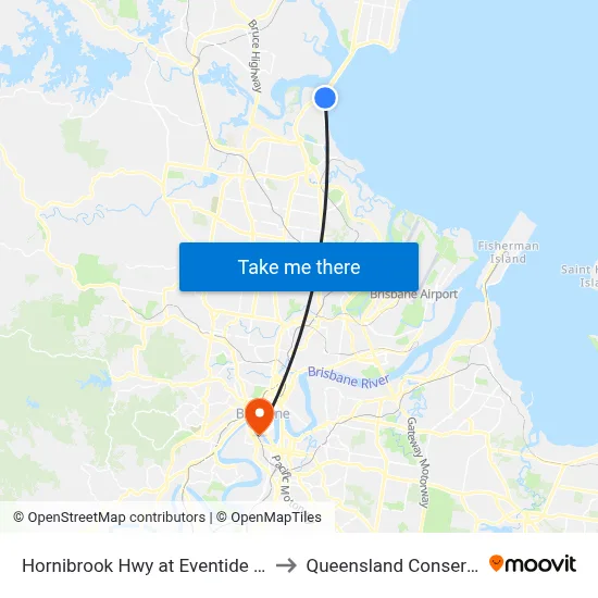 Hornibrook Hwy at Eventide Aged Home to Queensland Conservatorium map