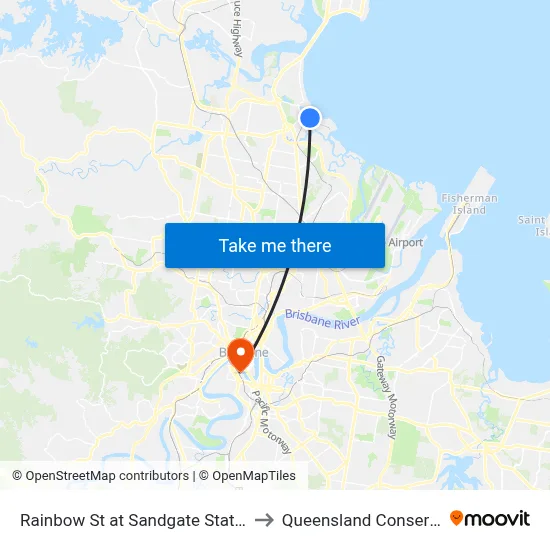 Rainbow St at Sandgate Station, Stop 33 to Queensland Conservatorium map