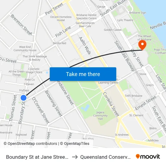 Boundary St at Jane Street, Stop 6 to Queensland Conservatorium map