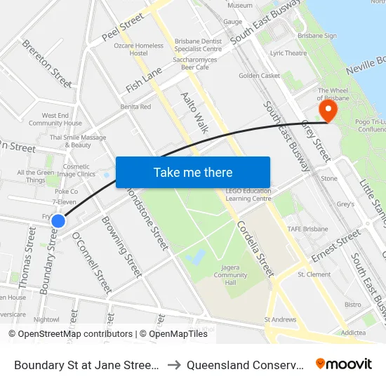 Boundary St at Jane Street, Stop 6 to Queensland Conservatorium map