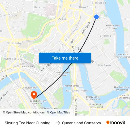 Skyring Tce Near Cunningham St to Queensland Conservatorium map