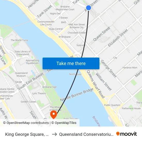 King George Square, 1c to Queensland Conservatorium map