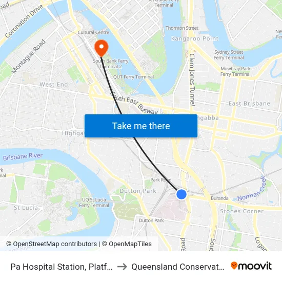 Pa Hospital Station, Platform 1 to Queensland Conservatorium map