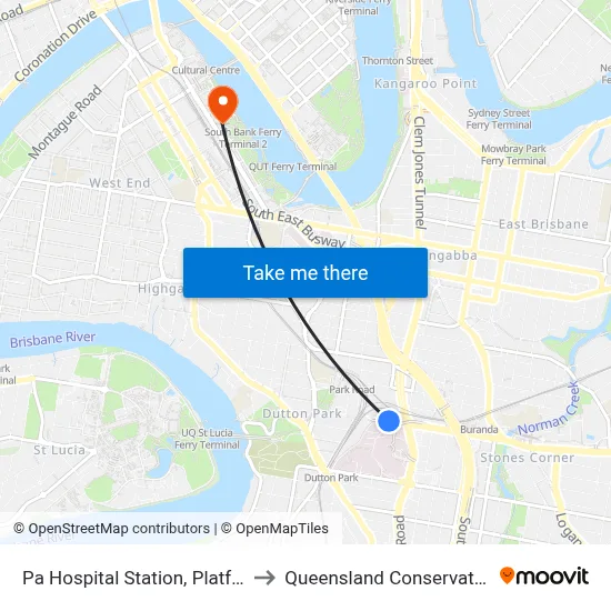Pa Hospital Station, Platform 2 to Queensland Conservatorium map