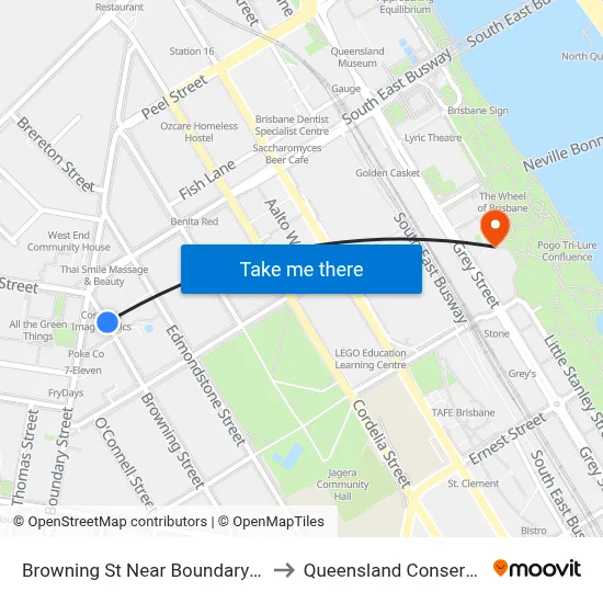 Browning St Near Boundary Rd, Stop 5 to Queensland Conservatorium map