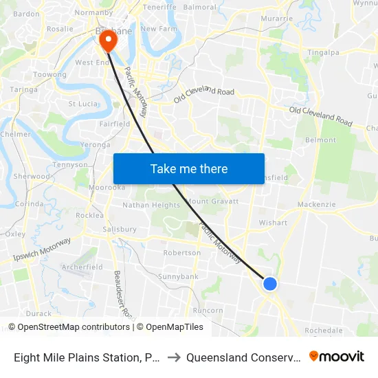 Eight Mile Plains Station, Platform 1 to Queensland Conservatorium map