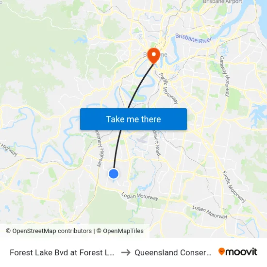 Forest Lake Bvd at Forest Lake, Stop B to Queensland Conservatorium map