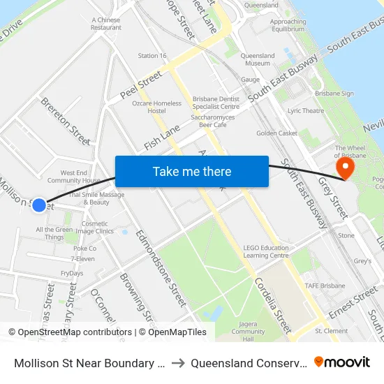 Mollison St Near Boundary St, Stop 5 to Queensland Conservatorium map