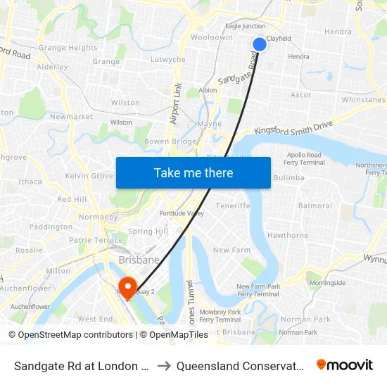Sandgate Rd at London Road to Queensland Conservatorium map