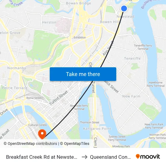 Breakfast Creek Rd at Newstead House, Stop 12 to Queensland Conservatorium map