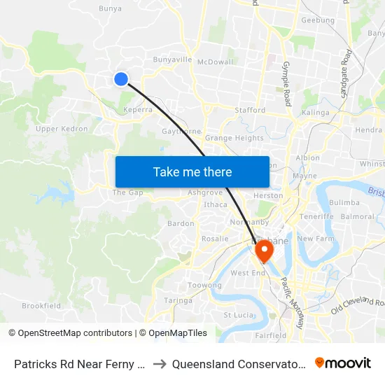Patricks Rd Near Ferny Way to Queensland Conservatorium map