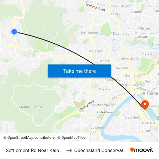 Settlement Rd Near Kaloma Rd to Queensland Conservatorium map