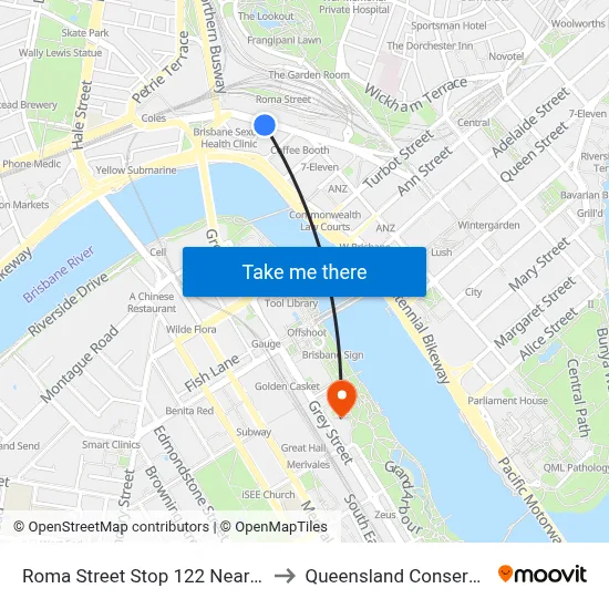 Roma Street Stop 122 Near Garrick St to Queensland Conservatorium map