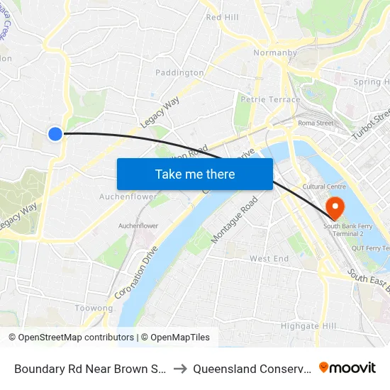 Boundary Rd Near Brown St, Stop 15 to Queensland Conservatorium map
