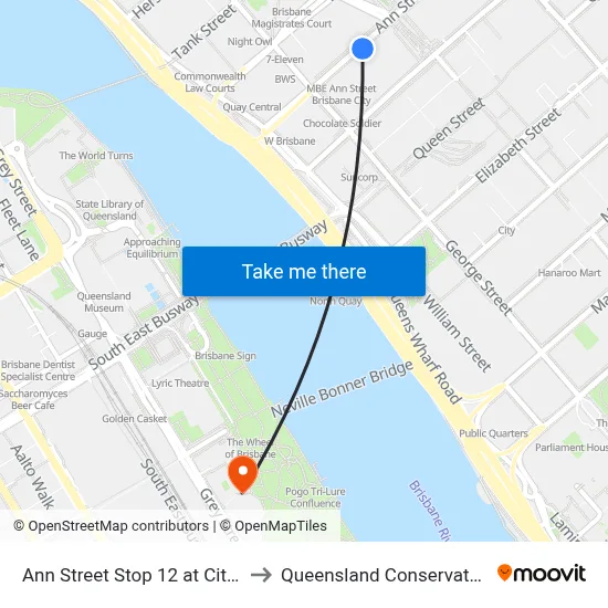 Ann Street Stop 12 at City Hall to Queensland Conservatorium map