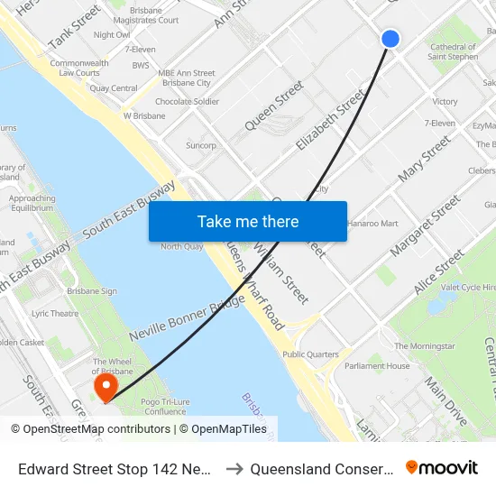 Edward Street Stop 142 Near Queen St to Queensland Conservatorium map