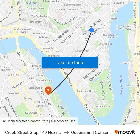 Creek Street Stop 149 Near Adelaide St to Queensland Conservatorium map