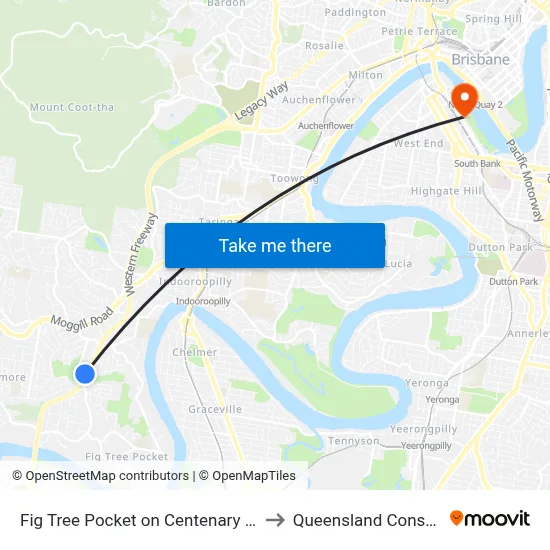 Fig Tree Pocket on Centenary Highway Siding to Queensland Conservatorium map