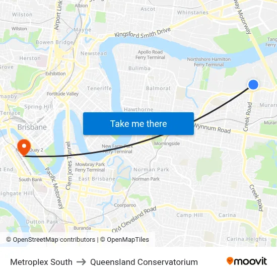 Metroplex South to Queensland Conservatorium map