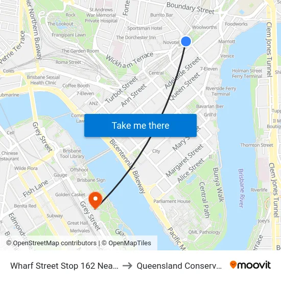 Wharf Street Stop 162 Near Ann St to Queensland Conservatorium map