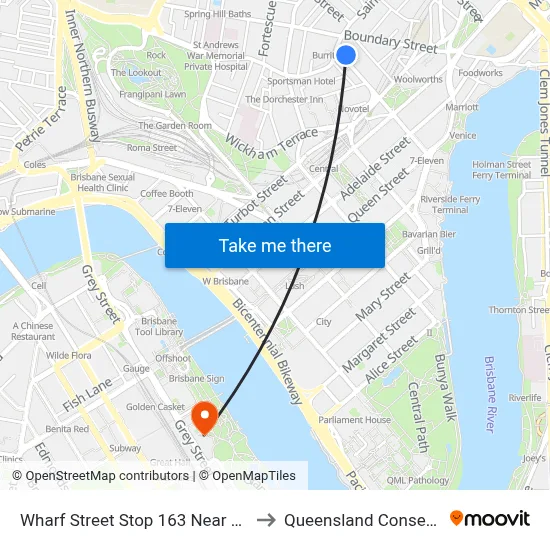 Wharf Street Stop 163 Near Leichhardt St to Queensland Conservatorium map