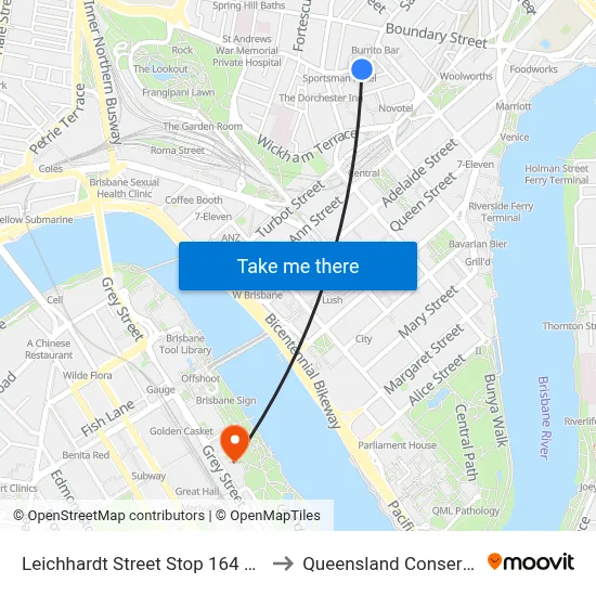 Leichhardt Street Stop 164 at the Ridge to Queensland Conservatorium map