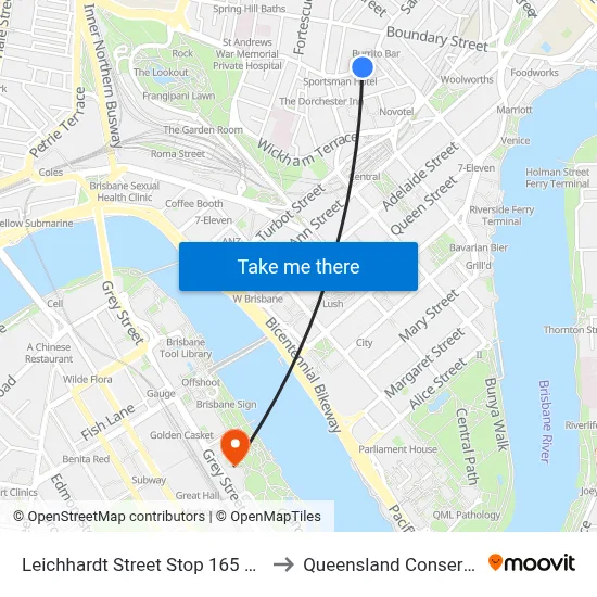 Leichhardt Street Stop 165 at the Ridge to Queensland Conservatorium map
