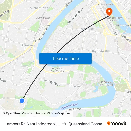 Lambert Rd Near Indooroopilly Rd, Stop 24 to Queensland Conservatorium map