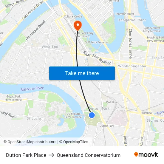Dutton Park Place to Queensland Conservatorium map