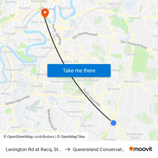 Levington Rd at Racq, Stop 84 to Queensland Conservatorium map
