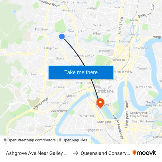 Ashgrove Ave Near Gailey St, Stop 24 to Queensland Conservatorium map