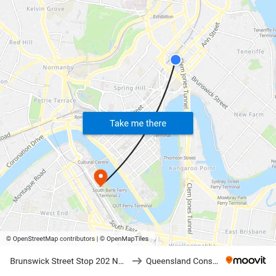 Brunswick Street Stop 202 Near Wickham St to Queensland Conservatorium map