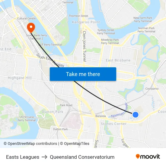 Easts Leagues to Queensland Conservatorium map