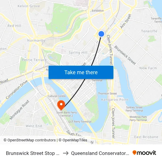 Brunswick Street Stop 212 to Queensland Conservatorium map