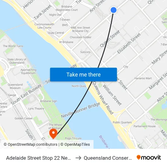 Adelaide Street Stop 22 Near City Hall to Queensland Conservatorium map