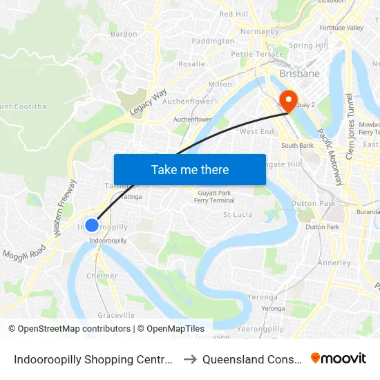 Indooroopilly Shopping Centre Station, Stop B to Queensland Conservatorium map