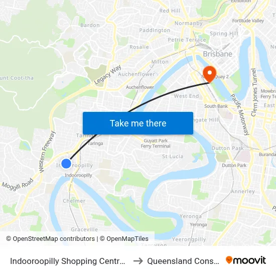 Indooroopilly Shopping Centre Station, Stop C to Queensland Conservatorium map
