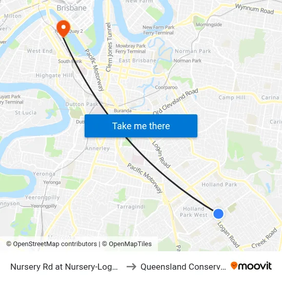 Nursery Rd at Nursery-Logan Stop 48 to Queensland Conservatorium map