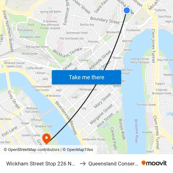 Wickham Street Stop 226 Near Gotha St to Queensland Conservatorium map