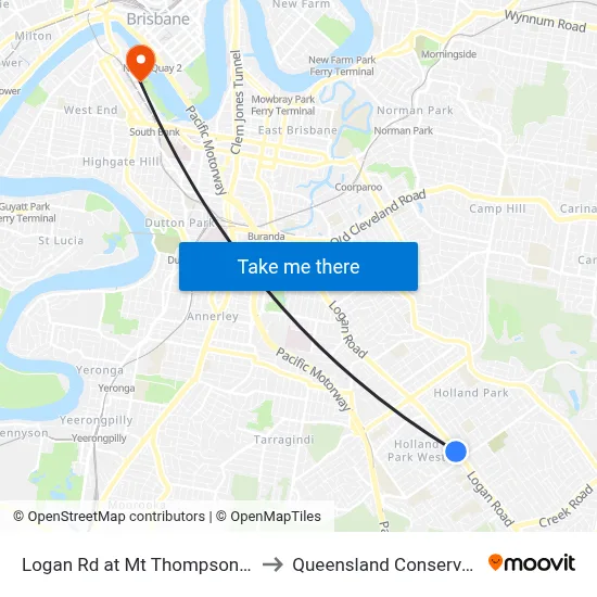 Logan Rd at Mt Thompson, Stop 34 to Queensland Conservatorium map